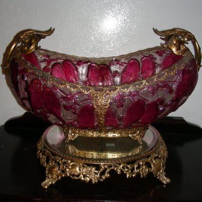 Ormolu mounted bowl on plateau