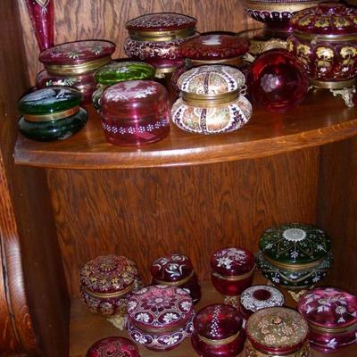 Enameled dresser jar collection