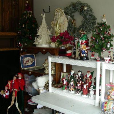 Christmas decorations including Pipka Santas