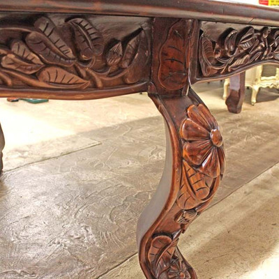  Hand Crafted Solid Mahogany Dining Room Table with â€œThe Last Supperâ€ Carving

with Custom Glass Tops and 12 Matching Hand Carved...