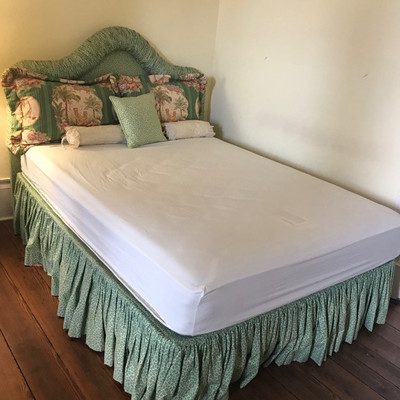 Queen size upholstered headboard with dust ruffle and shames $195
Sealy box spring and mattress queen size $150
