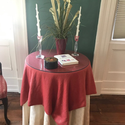 Skirted table with glass $35
