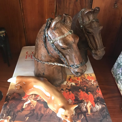 Papier Mache horse bookends pair SOLD
Made in Russia fox $30