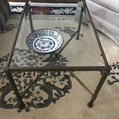 Brass and beveled glass coffee table $99
29 X 17 X 19