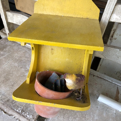 Yellow bird feeder $3