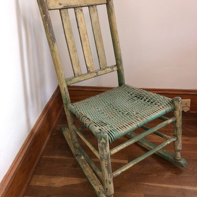 Green wicker rocker $9