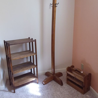 Oak Book Case/Coat Rack/Magazine Rack