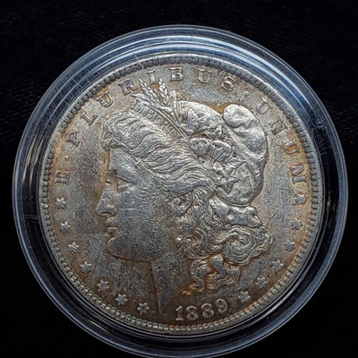 855: 	
1889 Morgan Silver Dollar, Philadelphia Mint
1889 Morgan Silver Dollar, Philadelphia Mint