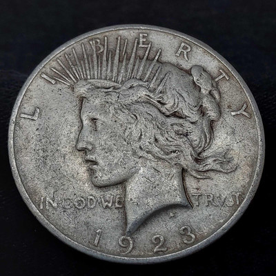 864: 	
1923 Silver Peace Dollar, Denver Mint
1923 Silver Peace Dollar, Denver Mint