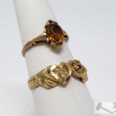 781: 	
Two 10k Gold Rings, 3.8g
Combined weigh approx 3.8g, size 5 and 8