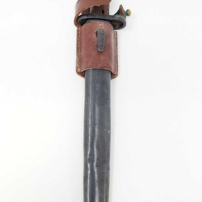 2057:	
German Yugoslavia World War II Mauser 1944 K-98 Combat Bayonet and Scabbard
Measures 15 5/8â€ long overall. The steel blade is...