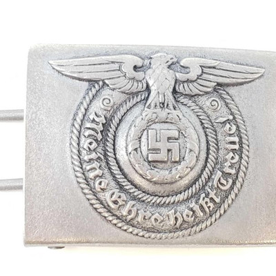 2061 German World War II Waffen SS EM Belt Buckle
The front reads â€˜Meine Ehre heist Treue!â€™ (My Honor is Loyalty!). There is a Waffen...