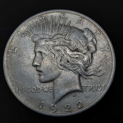 860 : 	
1922 Silver Peace Dollar, Denver Mint
1922 Silver Peace Dollar, Denver Mint