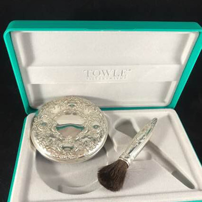Towle Sterling Compact Mirror and Brush