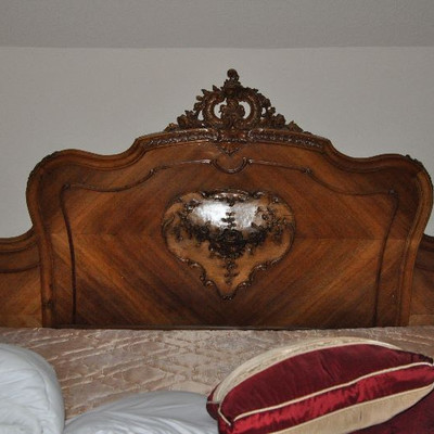 Bid Package #3-Antique French King Bed Headboard and Wardrobe Set.