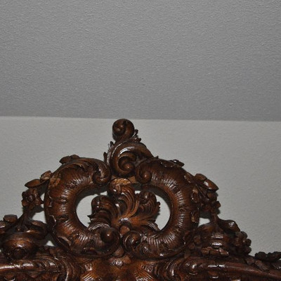 View of Carved Detailing on Bid Package #3-Antique French King Bed Headboard and Wardrobe Set.