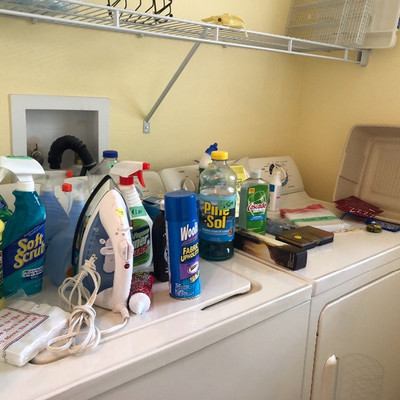 Cleaning supplies, iron