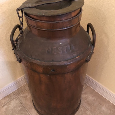 Vintage copper Hershey milk can!