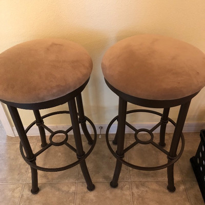 2 microfiber backless bar stools
