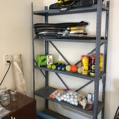 Sporting goods, tennis rackets and balls, golf balls