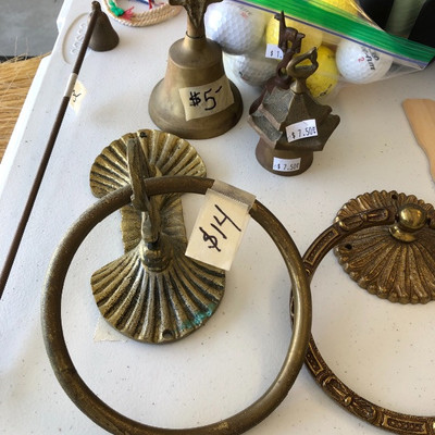 Brass bells, towel rings