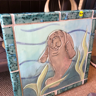 Manatee tile plaque