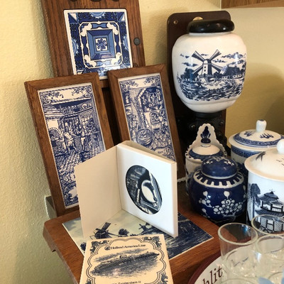 Variety vintage blue tile