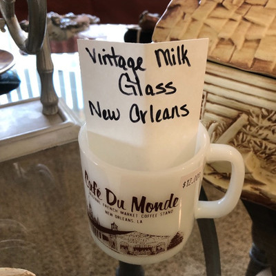 Vintage milk glass mug New Orleans souvenir 