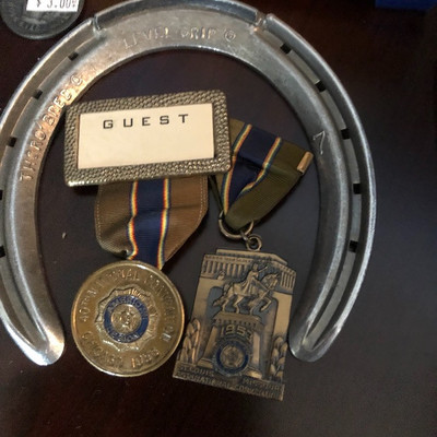 Horseshoe, medals, badges