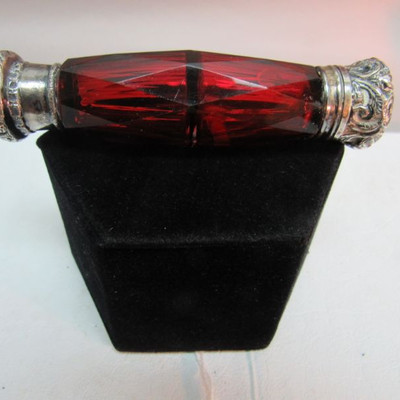 English Ruby Glass Sterling Dbl.Scent 