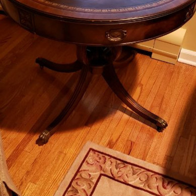 Leather mahogany topped table