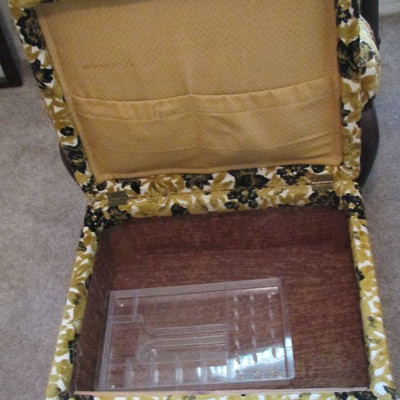 Vintage/MCM black and gold Material with ottoman