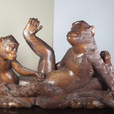 # 163
Hand Carved Wooden Ape's
Measures Approximately 17