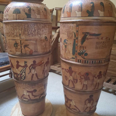 289:
Two Tall Egyptian Vases
Measure approx 40