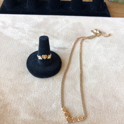 Beverly Hills 14k gold matching necklace and ring