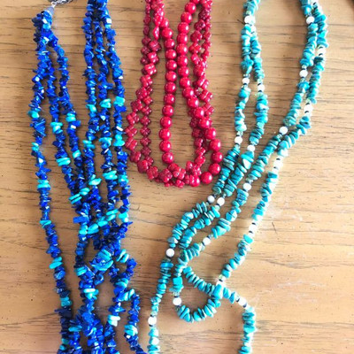 Turquoise, coral, lapis Necklaces