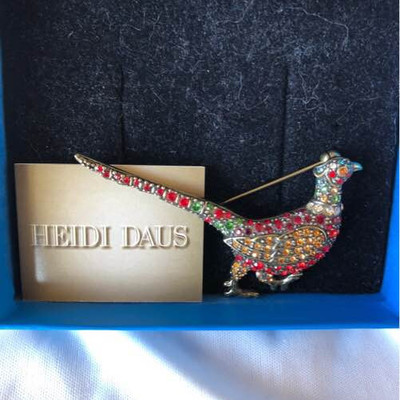 Heidi Daus Rhinestone pheasant pin