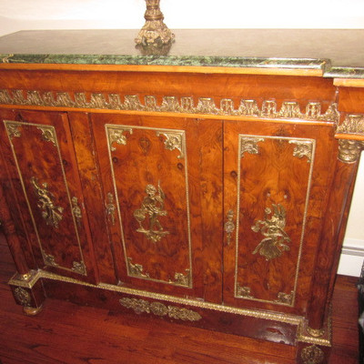 Ornate Marble Top Credenza 