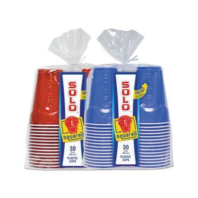 Solo Squared Plastic Party Cups, 18 Oz, Red & Blue