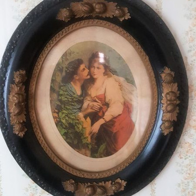 Lithograph in oval frame