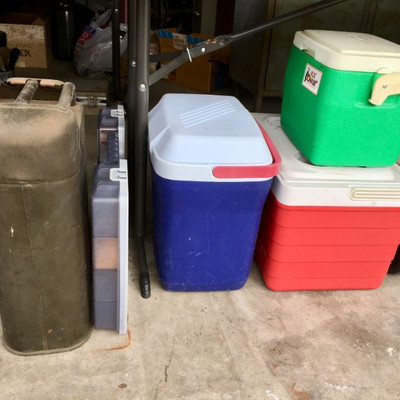 Army green Gas can
Ice chests