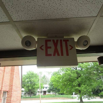 Exit Sign with Two Emergency Lights