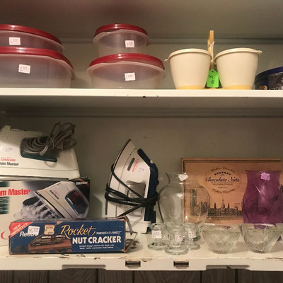 Rubbermaid Containers, Steam Iron, Nutcrackers