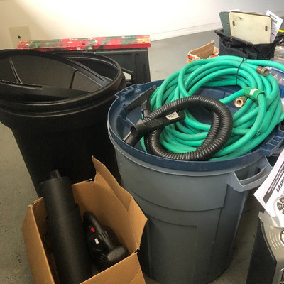 Trash containers, Garden hoses