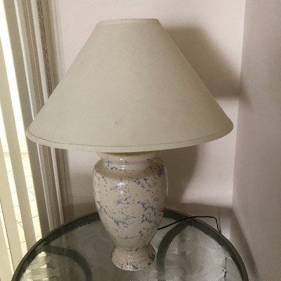 Cream & blue ceramic lamp