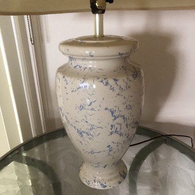 Cream & blue ceramic lamp