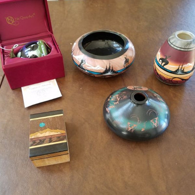 Signed Pottery/Signed Wood Box