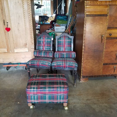 Set of chairs and ottoman.