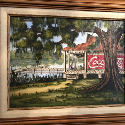 J Buck's Coca Cola Swamp New Orleans Artist Oil Framed SGA040 Local Pickup https://www.ebay.com/itm/113777183357