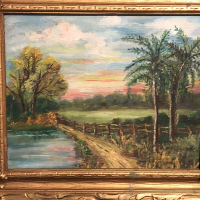 F Button Country Road Framed Oil On Board SGA053 Local Pickup https://www.ebay.com/itm/123797134004